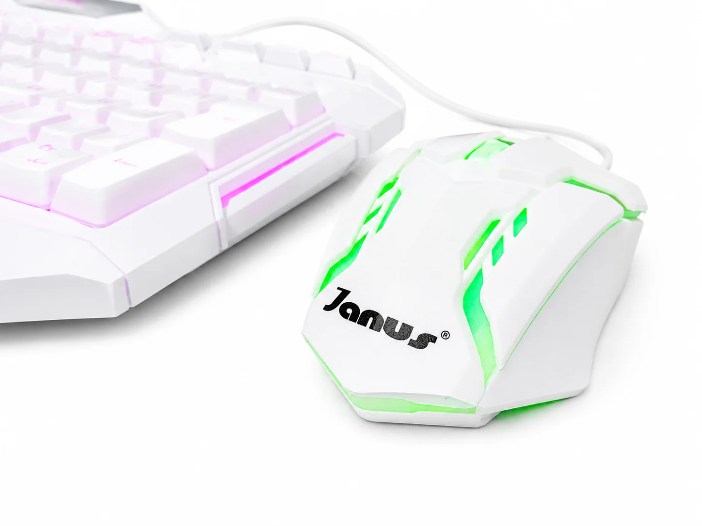 COMBO TECLADO MEMBRANA + MOUSE JANUS GAMER XTREME PRIME BLANCO ILUMINADO EN COLORES - Image 6