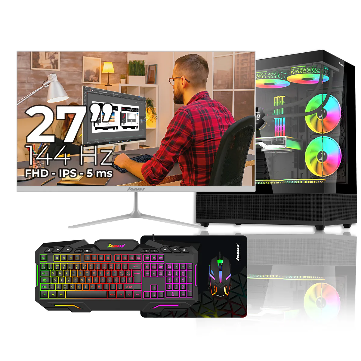 Computador Gamer Janus Amd Ryzen 5 5600Gt Memoria Ram 16Gb Rgb Ssd 1Tb M.2 Board A520M Fuente Janus 400W - Image 5