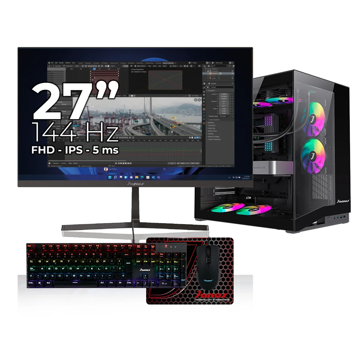 Computador de Escritorio Janus AMD RYZEN 5 8600G Memoria RAM 16GB RGB SSD 512GB M.2 RX 9060 XT Board B840M-B PRO Refrigeracion Liquida 360MM BLANCA Fuente Janus 850W + 80 GOLD - Image 4