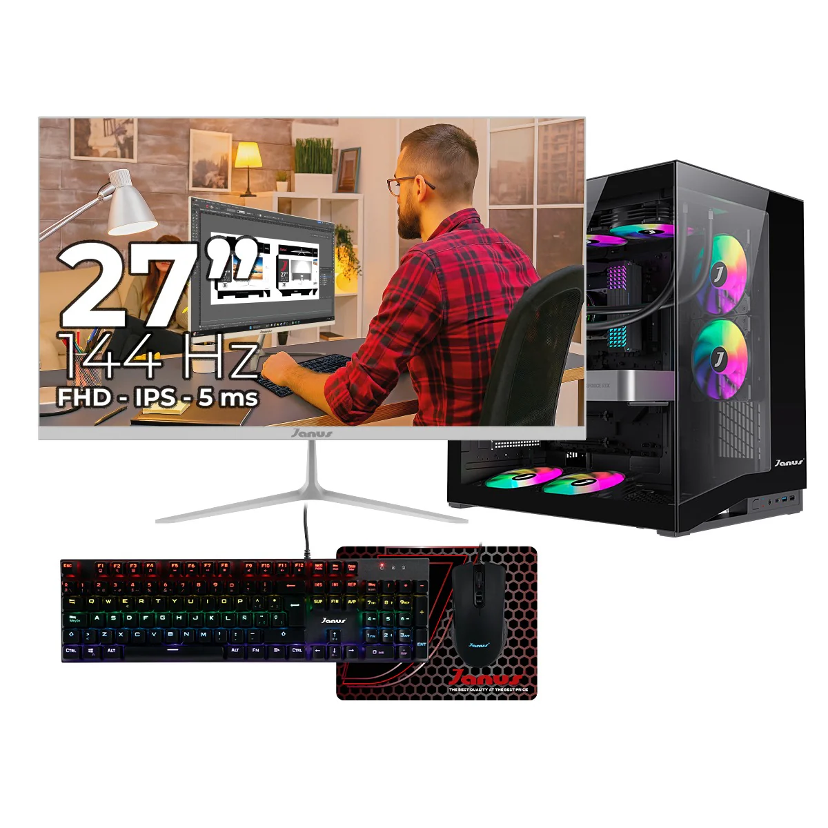 Computador de Escritorio Janus AMD RYZEN 5 8600G Memoria RAM 16GB RGB SSD 512GB M.2 RX 9060 XT Board B840M-B PRO Refrigeracion Liquida 360MM BLANCA Fuente Janus 850W + 80 GOLD - Image 5
