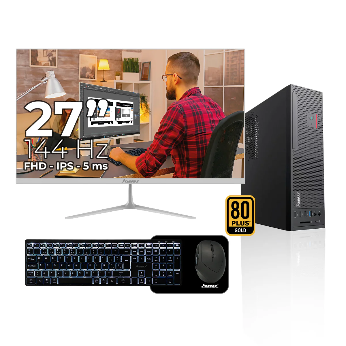 Workstation Janus INTEL CORE I3 10105 MEMORIA RAM 16GB SSD 512GB M.2 Board H410M-HDV FUENTE Janus 300W 80 + GOLD - Image 5